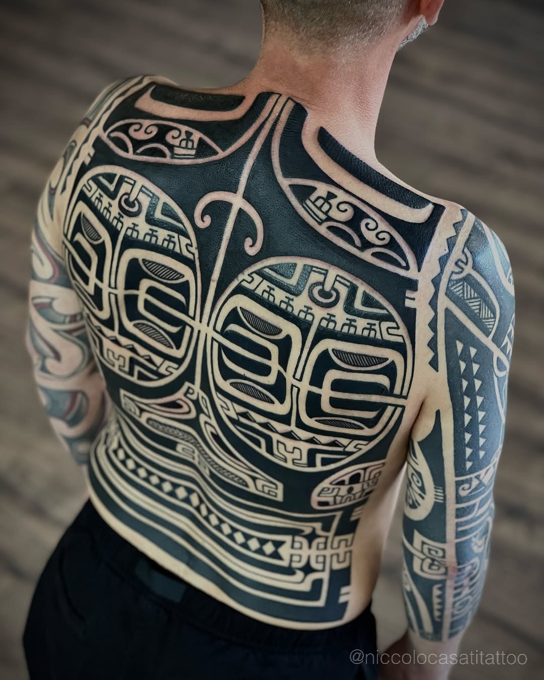 Intricate Marquesan Tattoo on Full Back Tattoo Design
