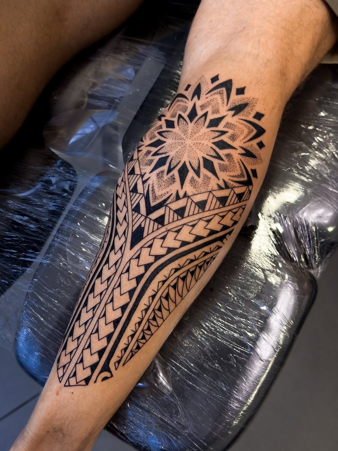 Intricate Marquesan Tattoo on the Leg Tattoo Design
