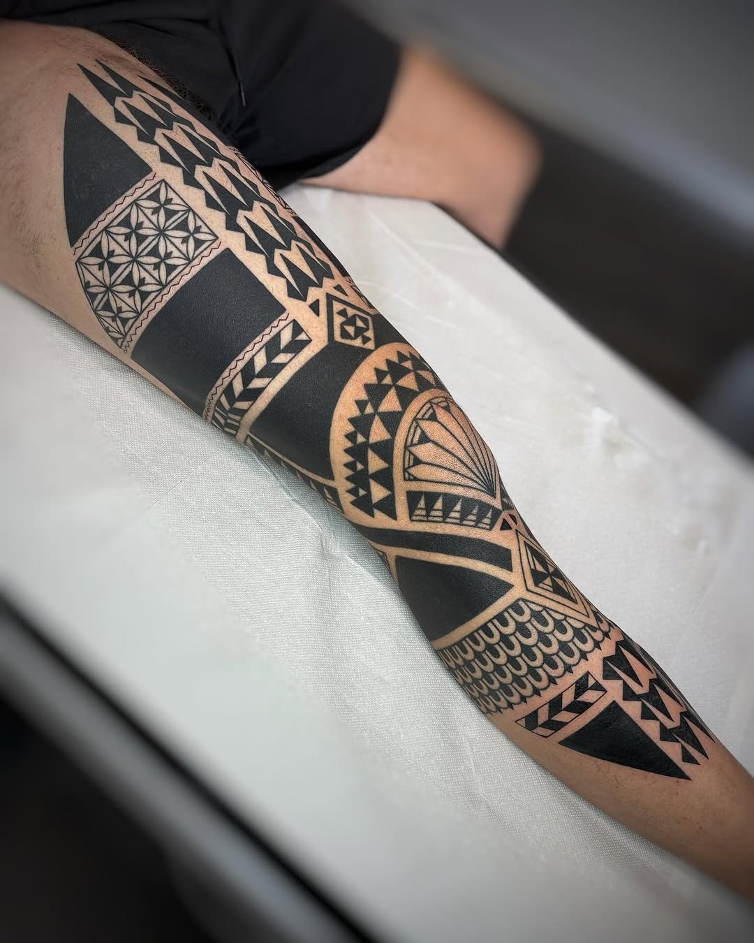 Intricate Marquesan Tattoo with Bold Geometric Patterns Tattoo Design