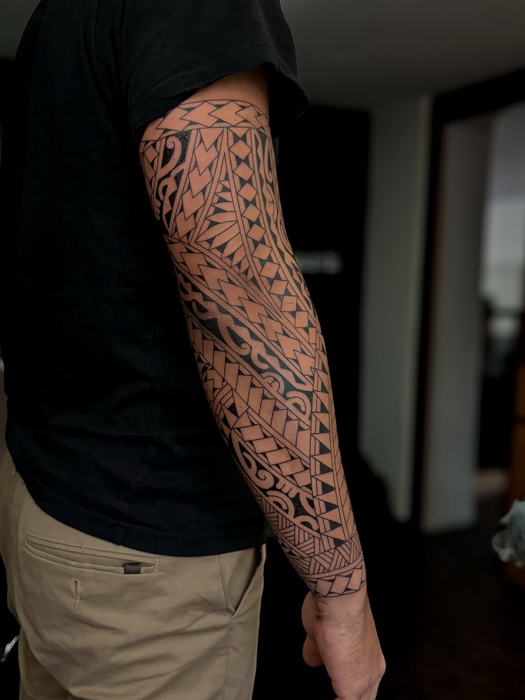 Intricate Marquesan Tribal Patterns on Arm Tattoo Design
