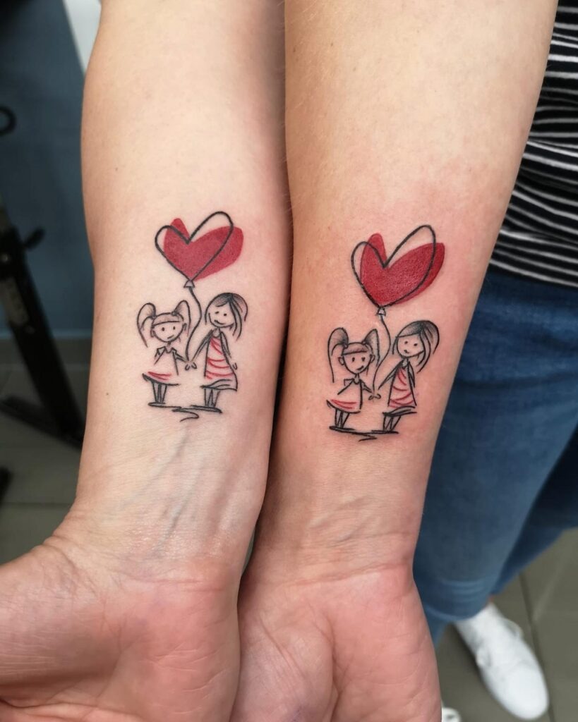 Dancing Skeleton Best Friend Tattoos with Sparkles Tattoo Design