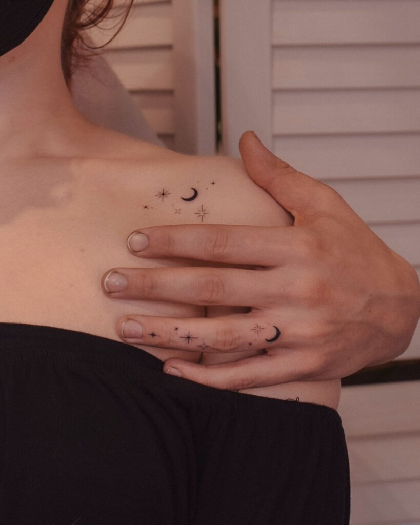 Elegant Rose and Face Line Art Tattoos for Best Friends Tattoo Design