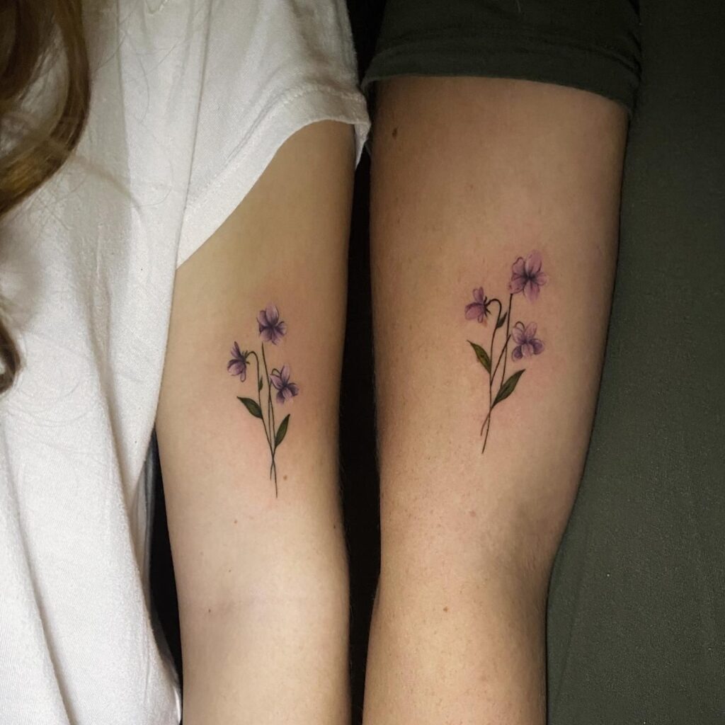 Matching Floral and Butterfly Tattoos on Arms Tattoo Design