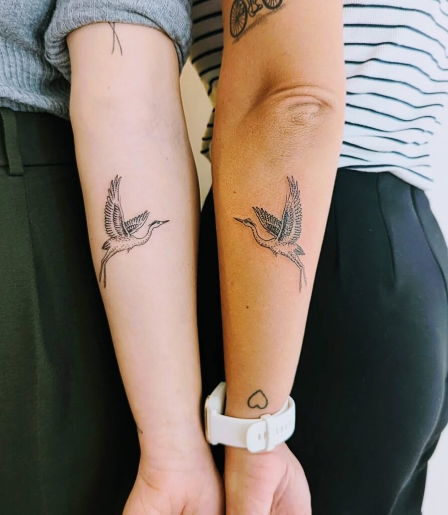 Matching Half-Butterfly Tattoos That Unite as One Tattoo Design