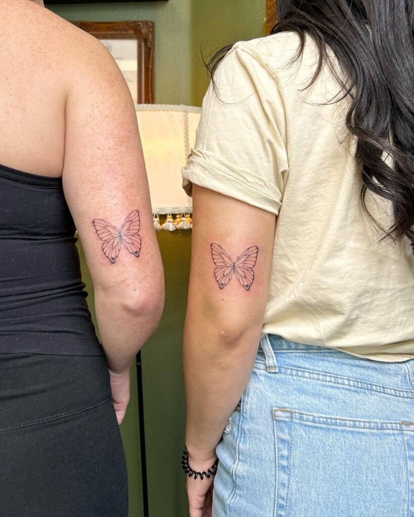 Matching Sun and Moon Tarot Card Tattoos for Best Friends Tattoo Design