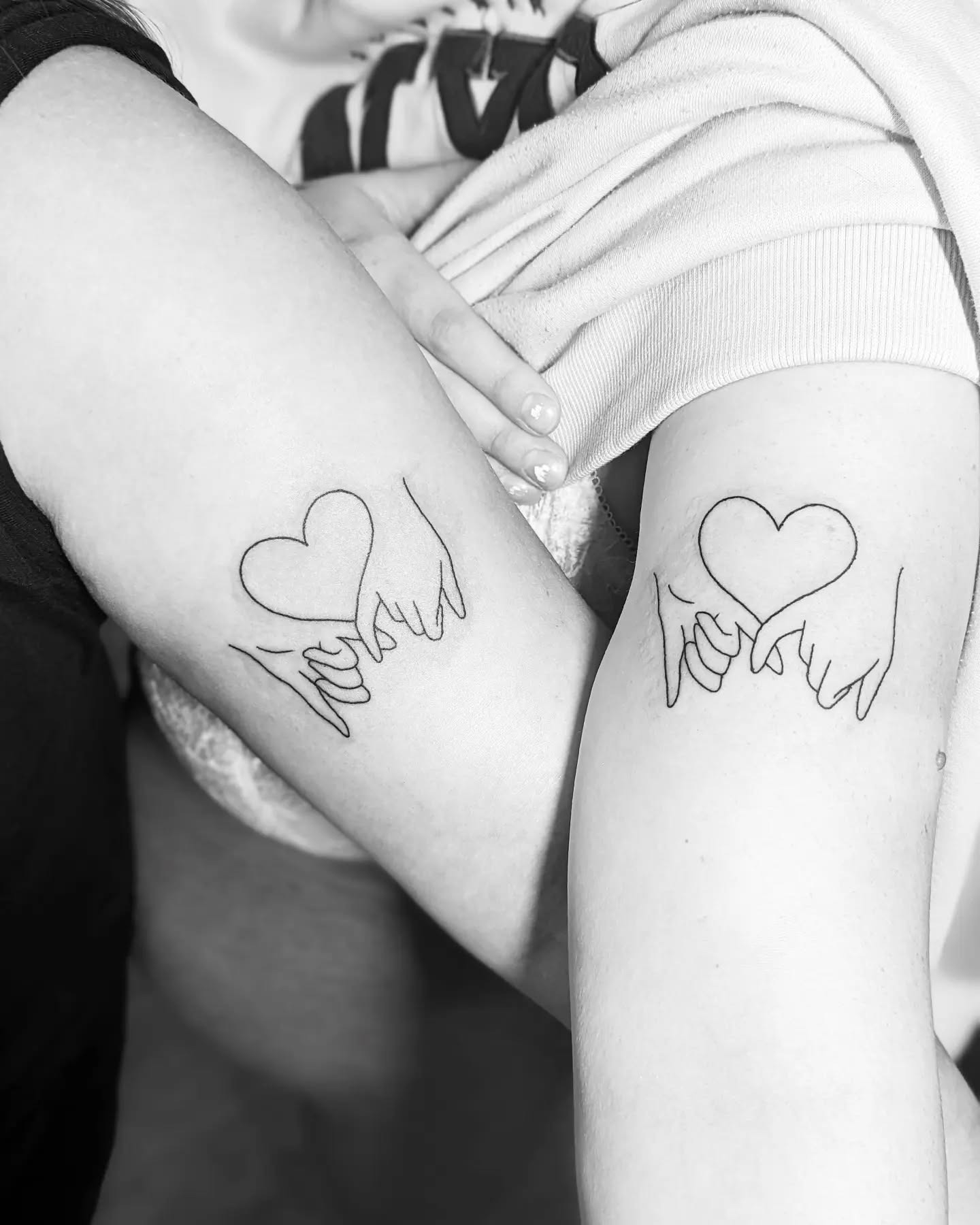 Minimal Matching Heart Ankle Tattoos for Best Friends Tattoo Design