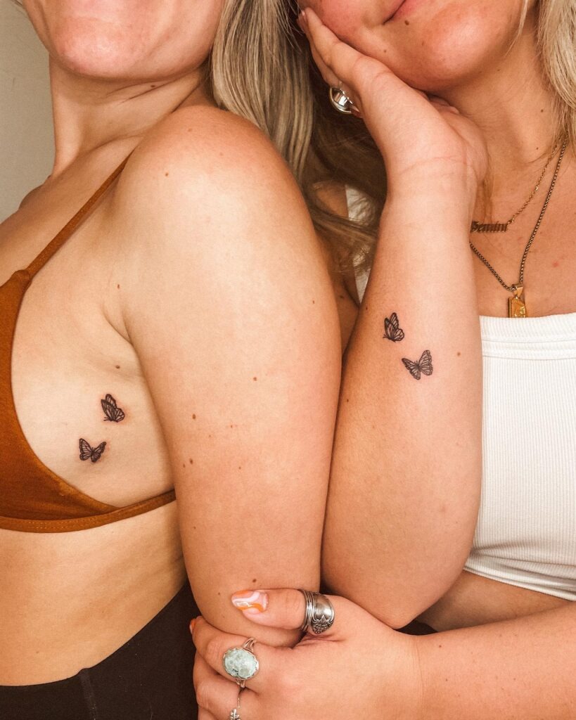 Minimalist Matching Heart Tattoos for Best Friends Tattoo Design