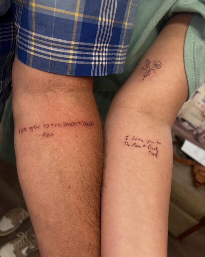 "Love You to the Moon and Back" Father and Child Tattoos Tattoo Design
