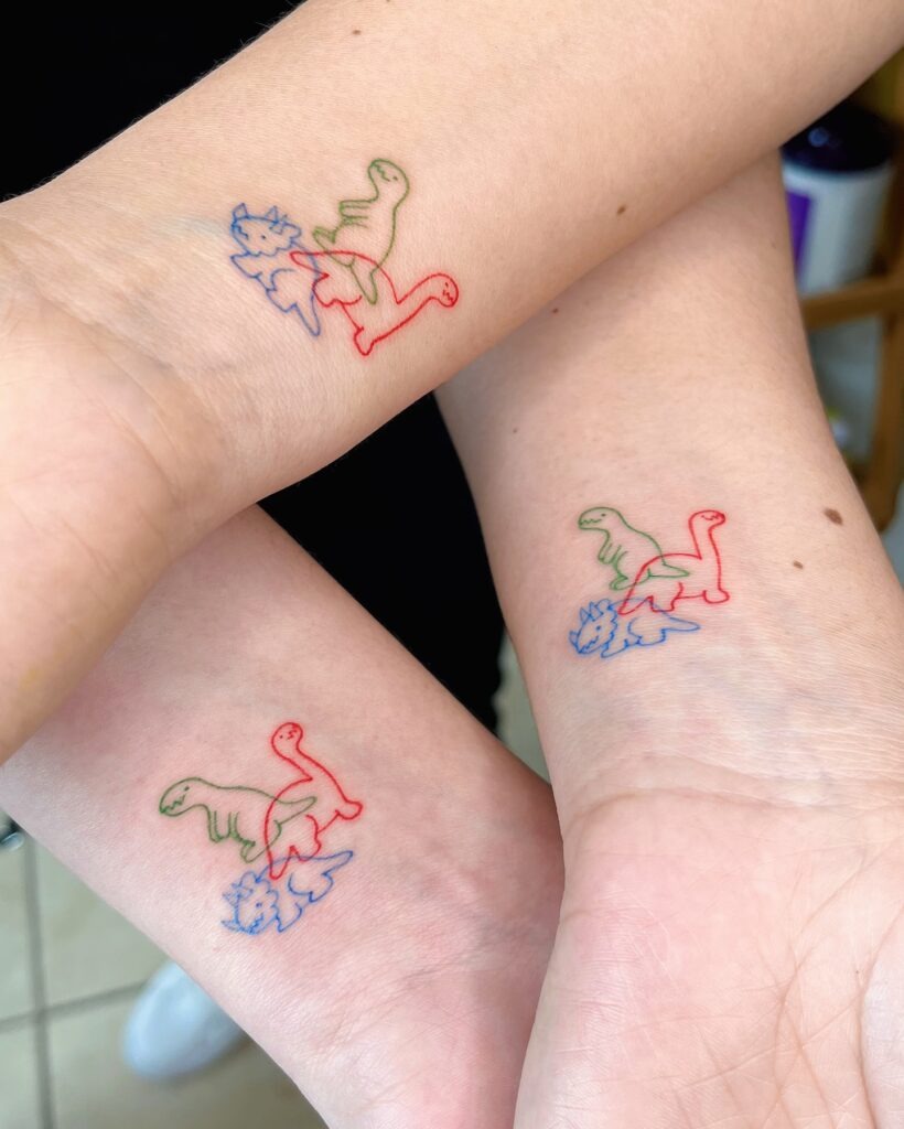 Matching Dinosaur Tattoos for Sisters Tattoo Design