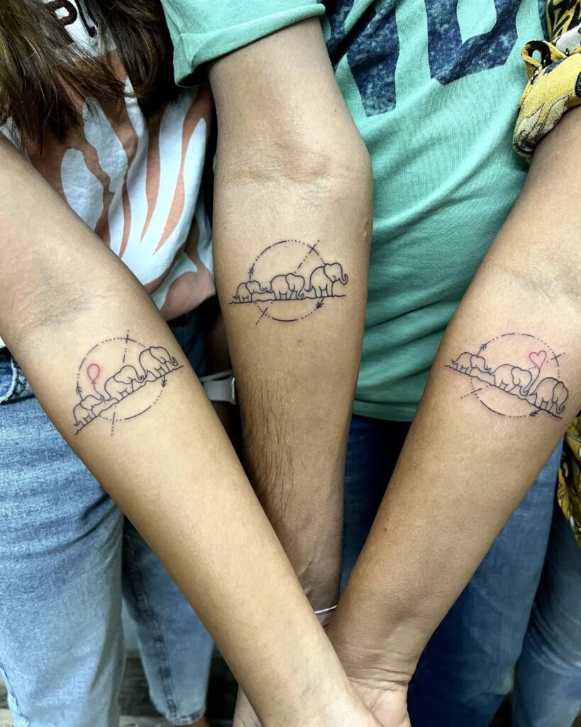 Matching Elephant Family Tattoo Tattoo Design