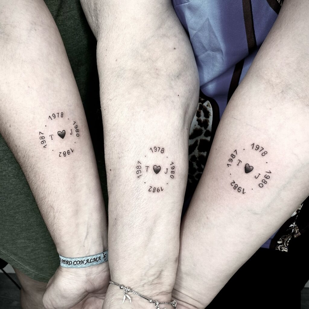 Matching Family Circle Dates Tattoo Tattoo Design