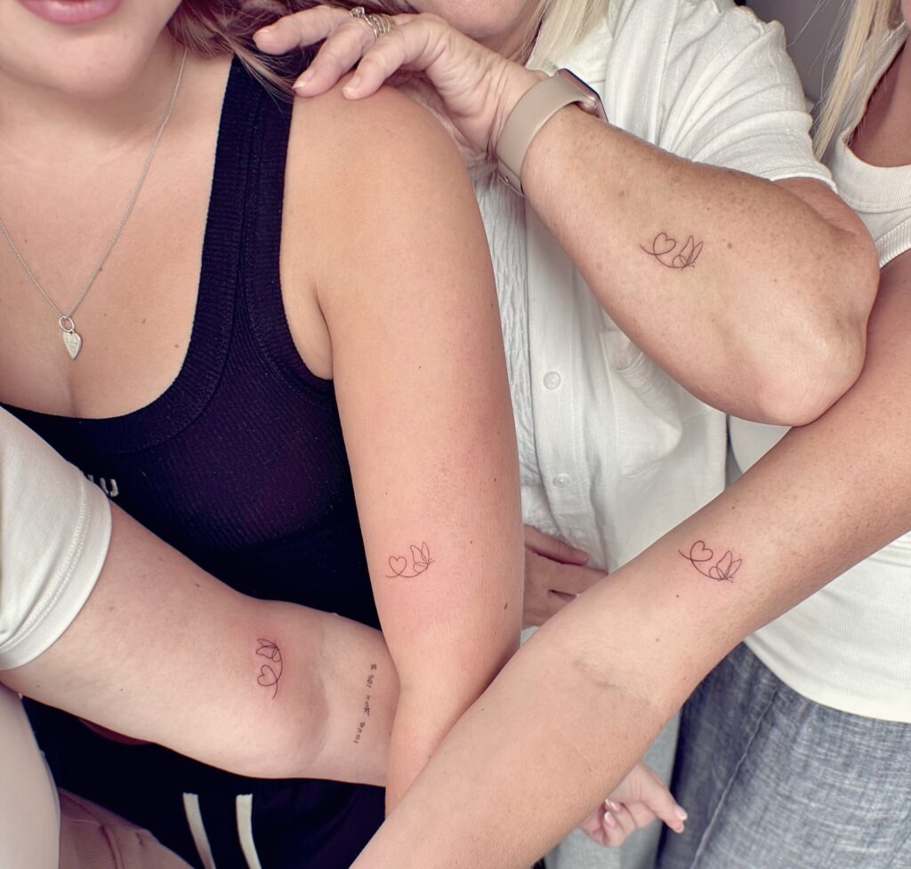 Matching Heart and Butterfly Family Tattoos Tattoo Design