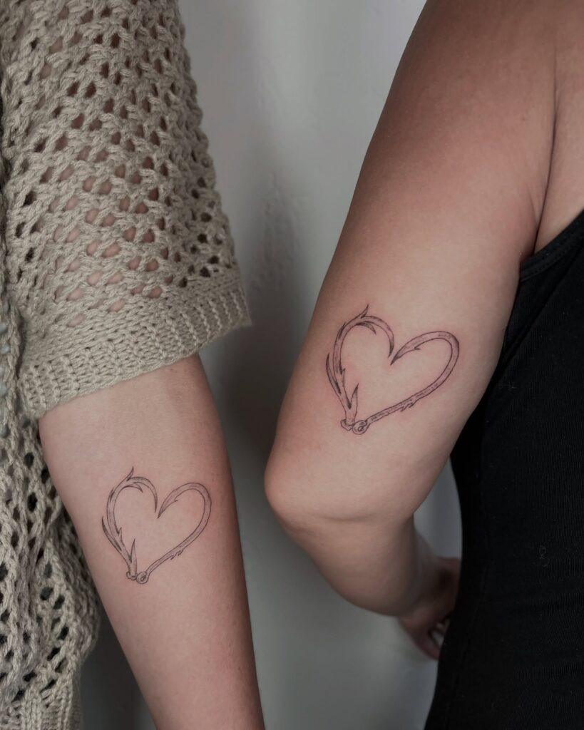 Matching Heart Tattoo for Sisters Tattoo Design