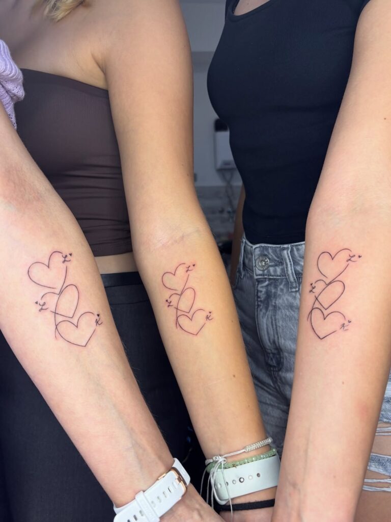 Matching Hearts Tattoo for Mom and Daughters Tattoo Design