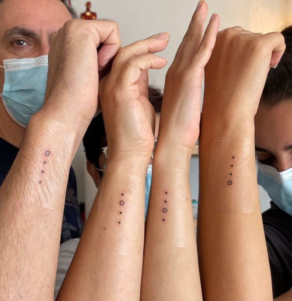 Matching Minimalist Dot and Circle Family Tattoos Tattoo Design