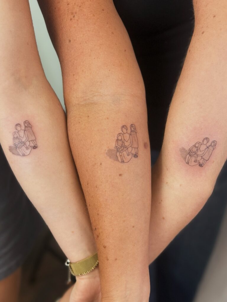 Matching Mother and Daughter Outline Tattoos Tattoo Design