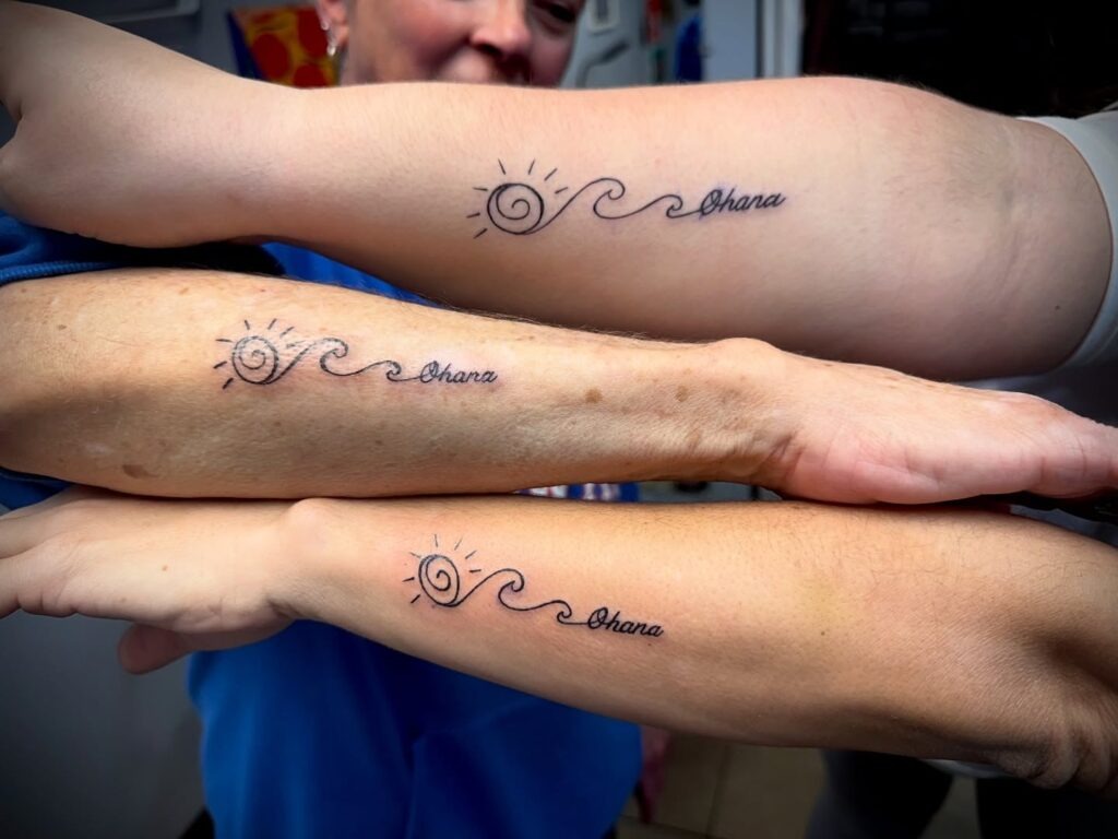 Matching "Ohana" Wave Tattoos Tattoo Design