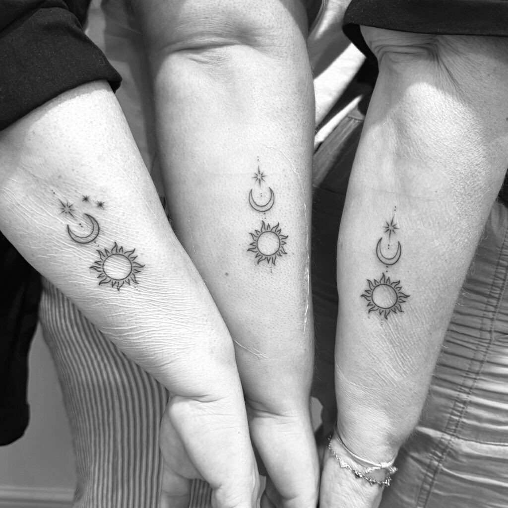 Matching Sun and Moon Family Tattoos Tattoo Design