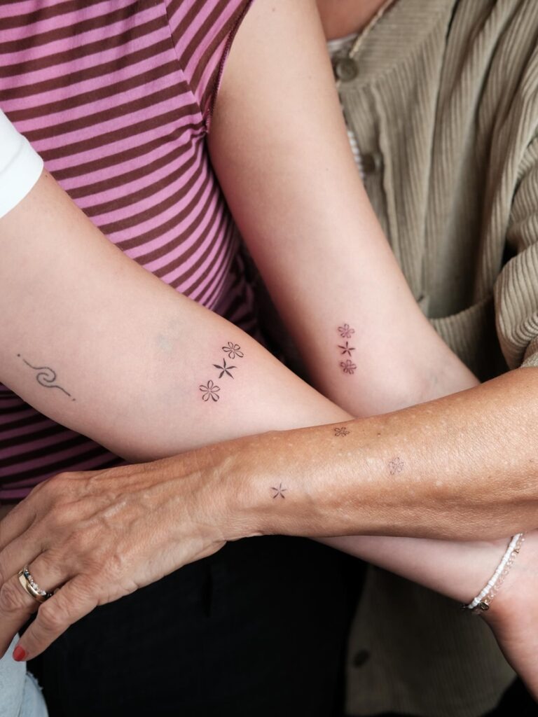 Matching Tiny Flower Family Tattoos Tattoo Design