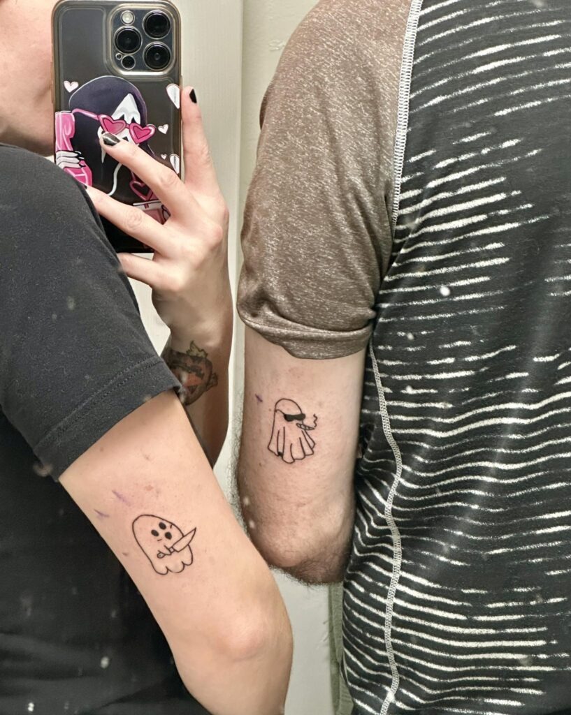 Playful Ghost Duo Tattoos Tattoo Design