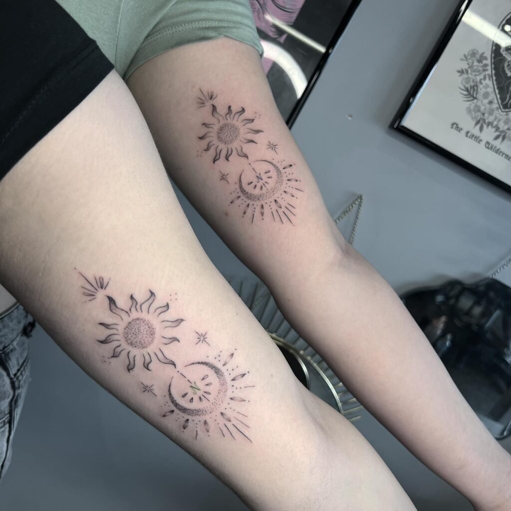 Layered Celestial Forearm Tattoos Tattoo Design