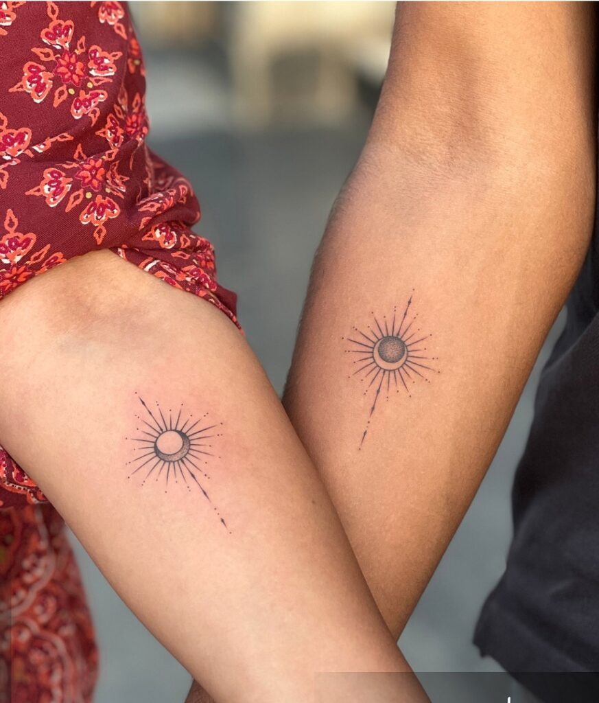 Radiant Crescent Sun and Moon Tattoos Tattoo Design