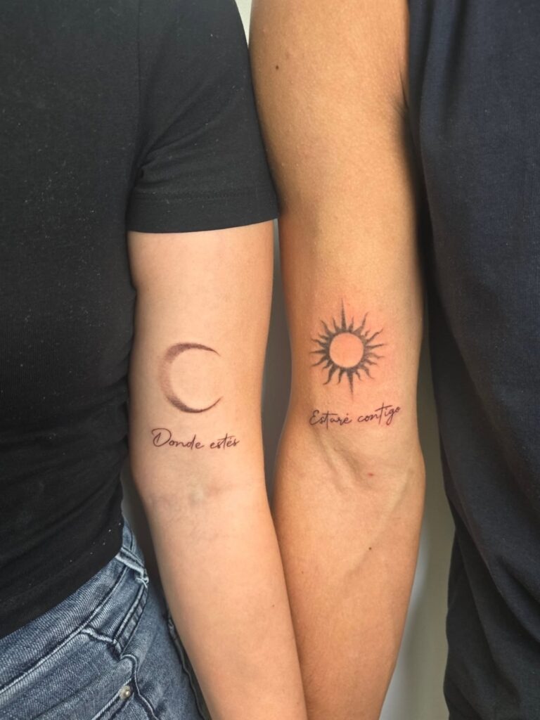 Spanish Script Sun and Moon Tattoos Tattoo Design