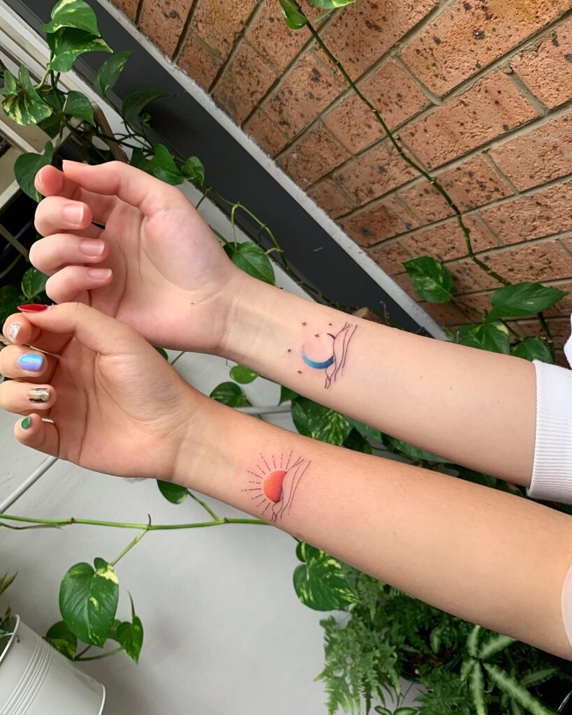 Sun and Moon Friendship Wrist Tattoos Tattoo Design
