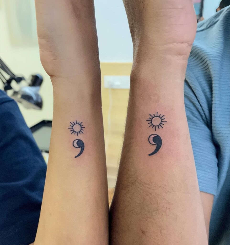 Sun and Moon Semicolon Tattoos Tattoo Design