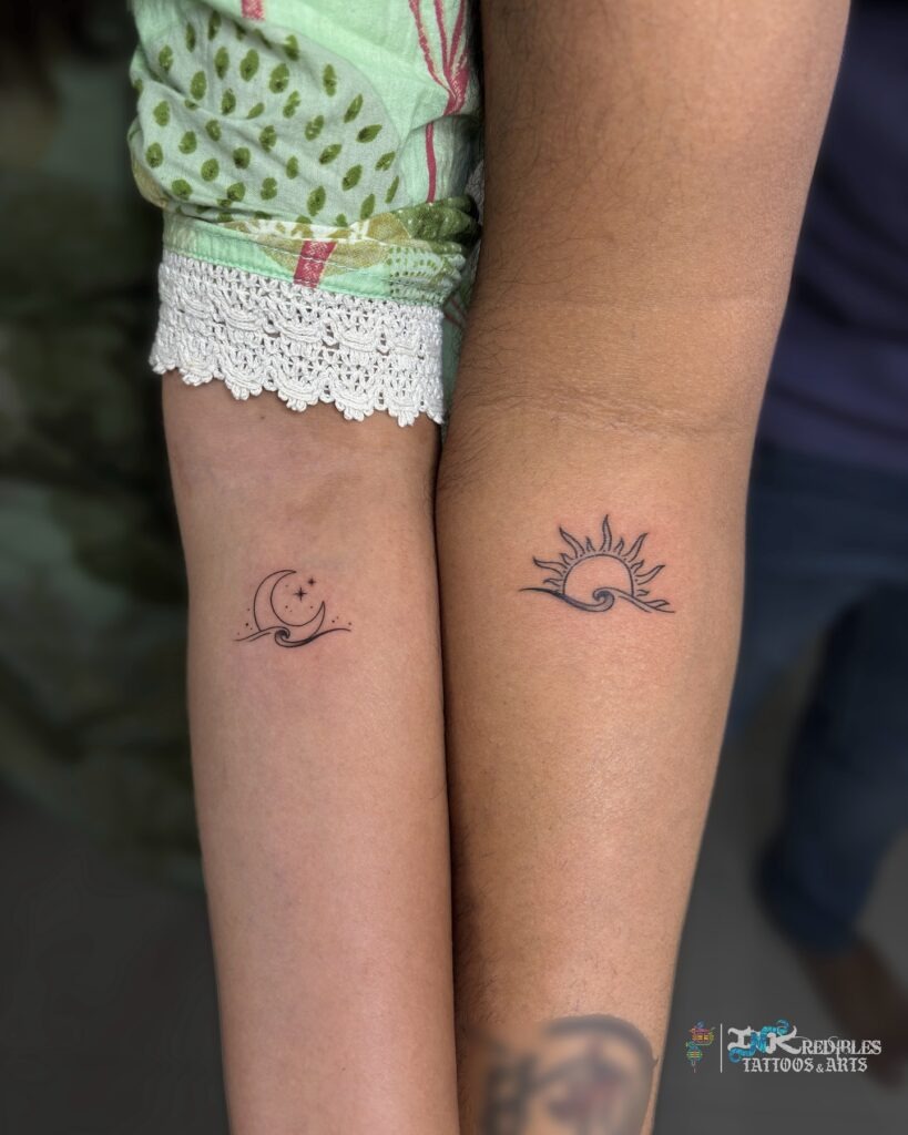 Sun and Moon Wave Accent Tattoos Tattoo Design