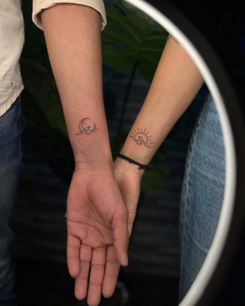Sun and Moon Wave Connection Tattoos Tattoo Design