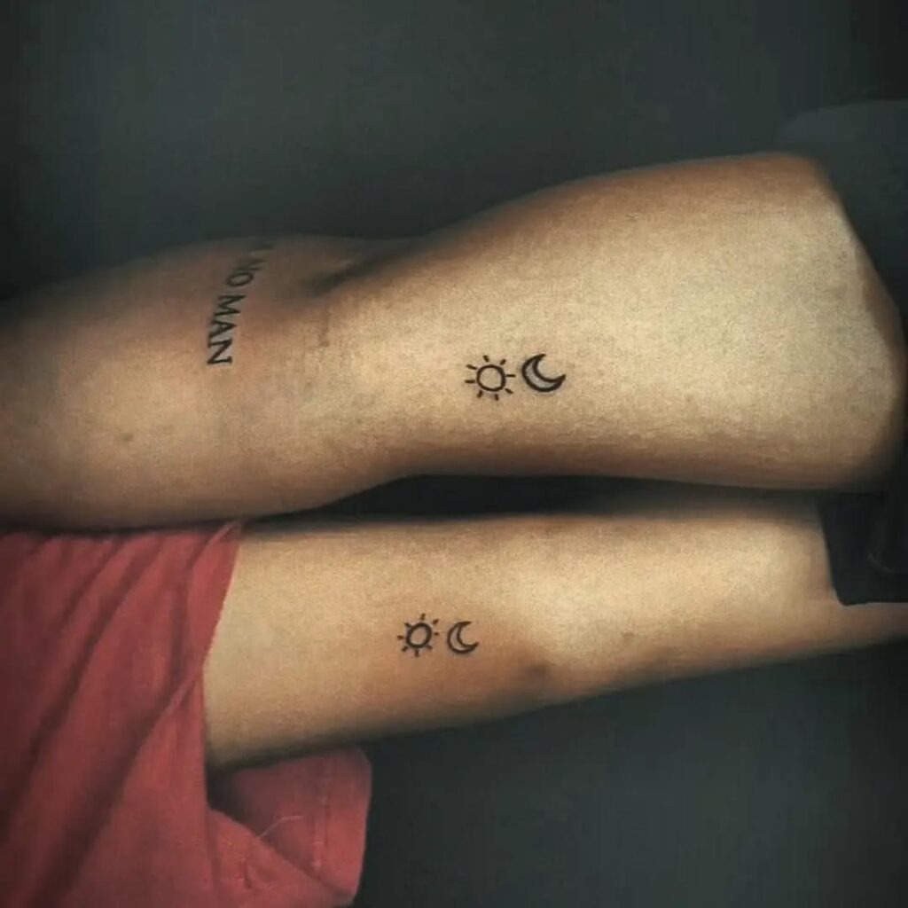 Tiny Minimalist Sun and Moon Tattoos Tattoo Design