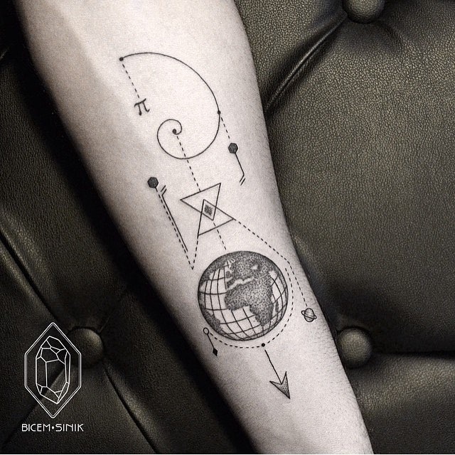 Intricate Geometry with Pi Symbol Design Tattoo Design