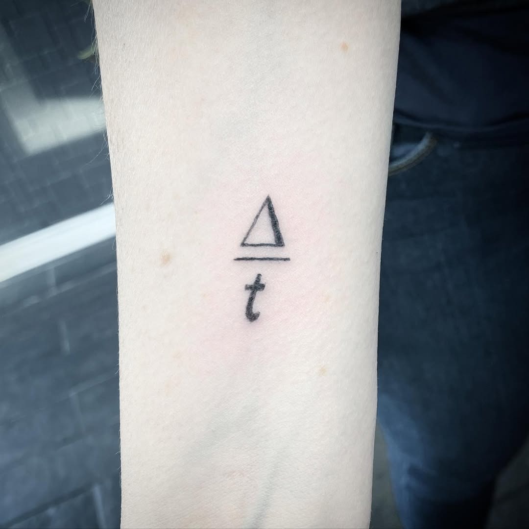Minimalist triangle symbol with time variable Tattoo Design