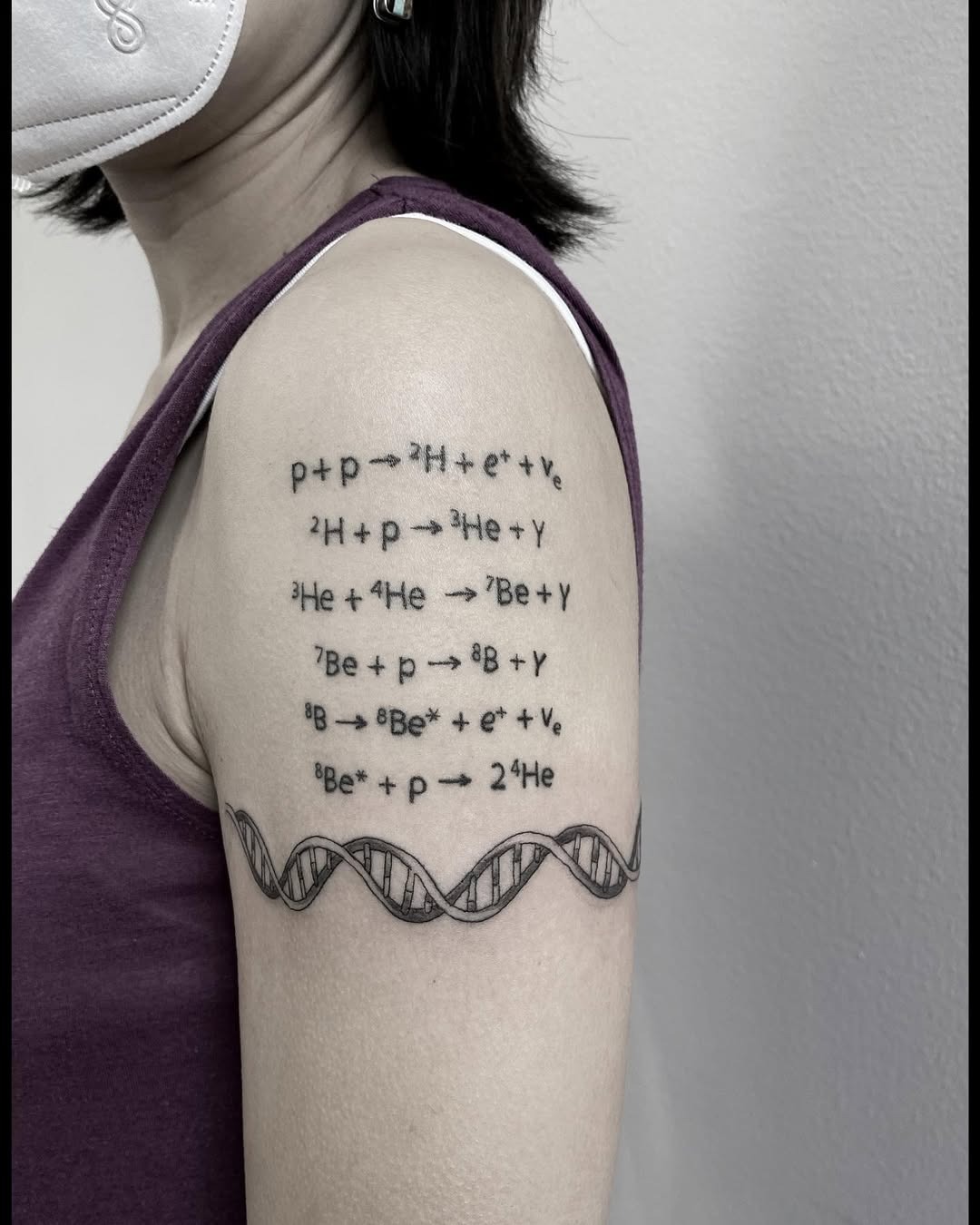 Stunning tattoo featuring chemical reaction equations. Tattoo Design