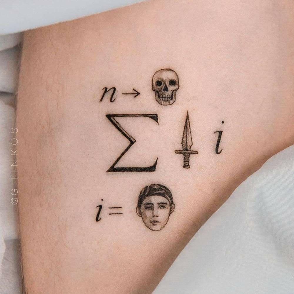 Unique symbolic math tattoo with personal elements Tattoo Design