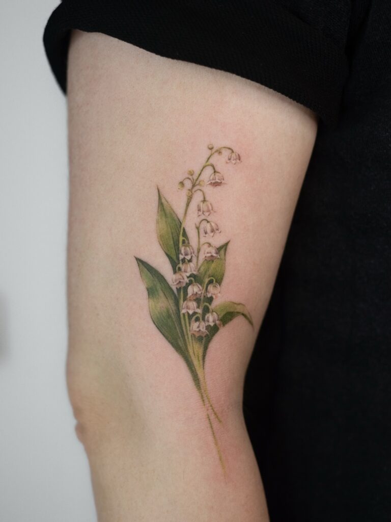 Botanical Lily of the Valley Tattoo in Watercolor Style Tattoo Design