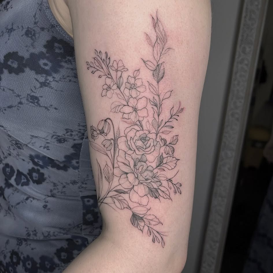 Elegant May Flower Bouquet Tattoo Tattoo Design