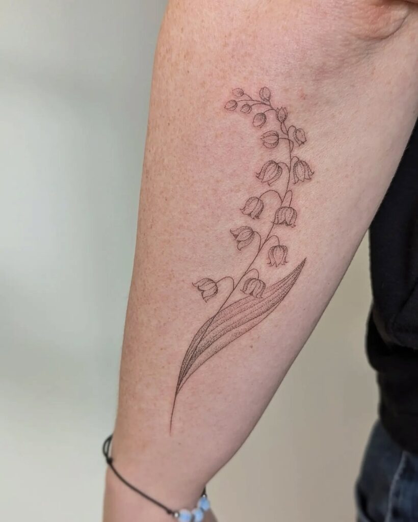 Fine Line Lily of the Valley Tattoo on Forearm Tattoo Design