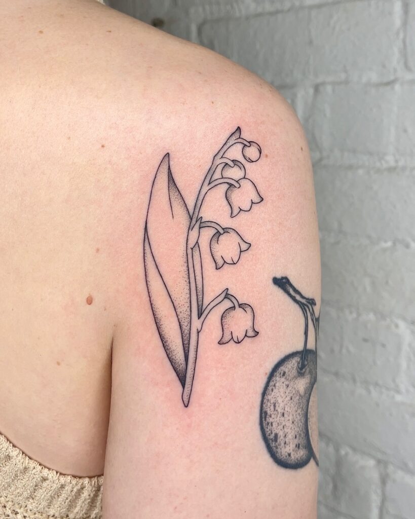 Minimal Lily of the Valley Shoulder Tattoo Tattoo Design
