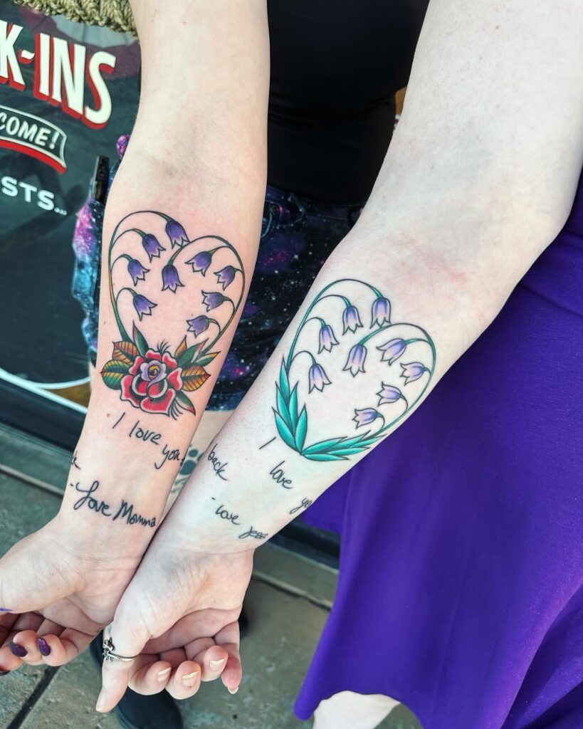 Mother-Daughter Lily of the Valley Heart Tattoos Tattoo Design