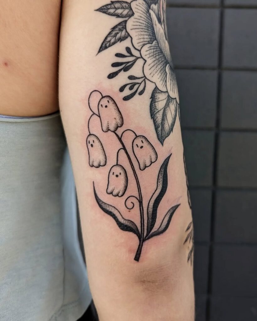 Playful Ghost Lily of the Valley Tattoo Tattoo Design