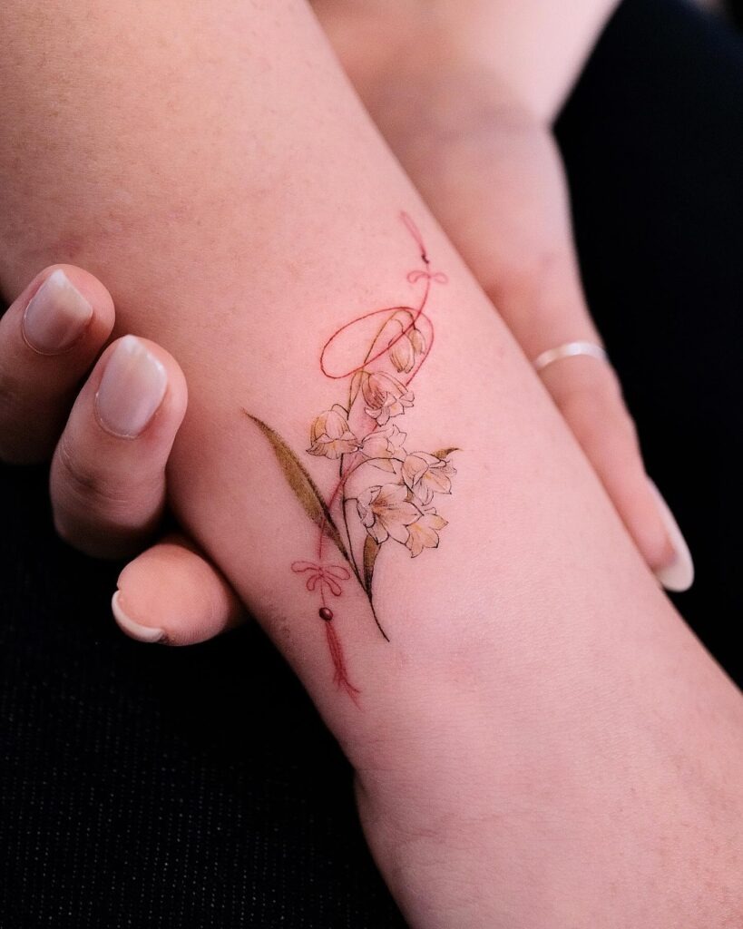Simple Hawthorn Flower Ankle Tattoo Tattoo Design