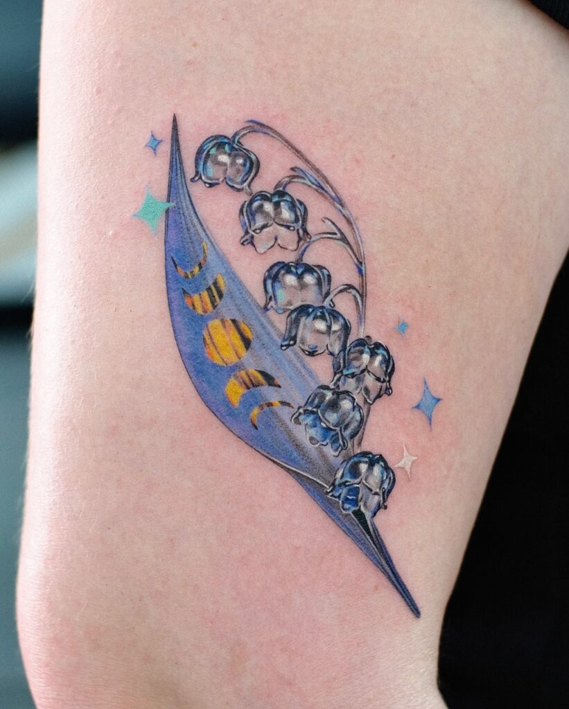 Simple Hawthorn Linework Tattoo on Upper Arm Tattoo Design