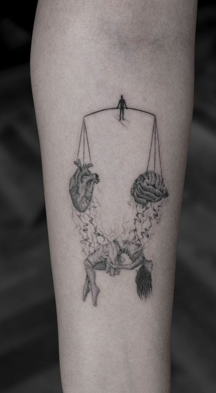 Balancing Heart and Mind Tattoo Design
