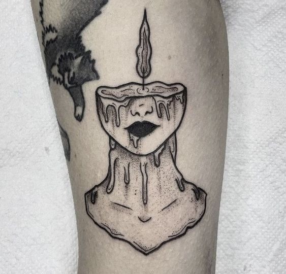 The Melting Candle Self Tattoo Design