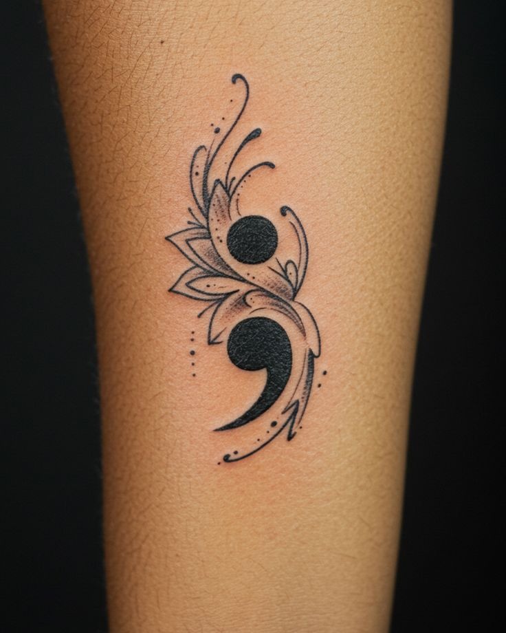 The Semicolon Bloom Tattoo Design