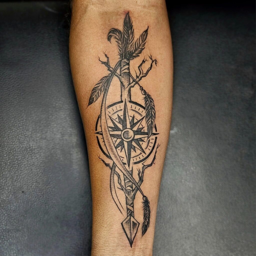 Ornate Bow and Arrow Tattoo Design