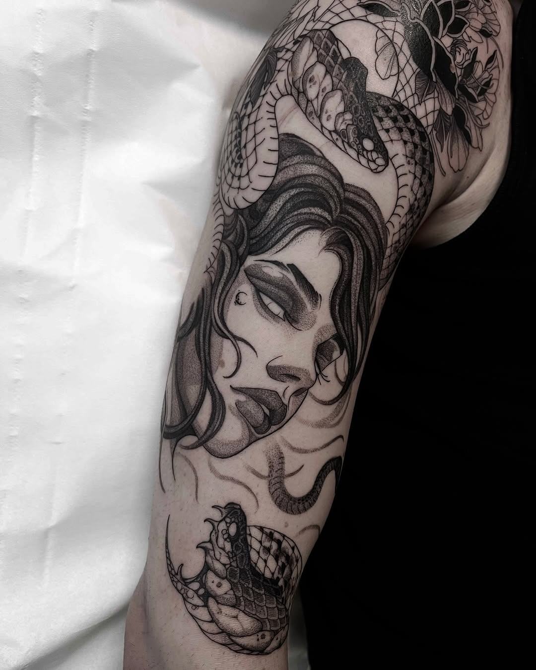 Elegant Medusa Tattoo Featuring Intricate Snake Details Tattoo Design