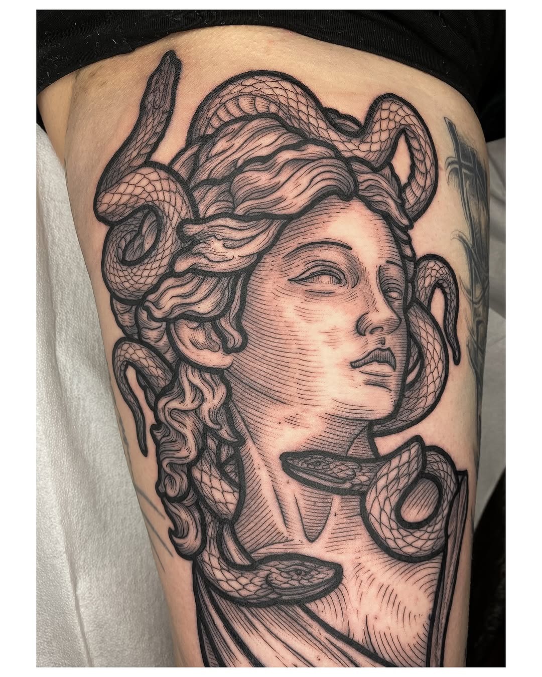 Elegant Medusa Tattoo with Flowing Snakes Tattoo Design